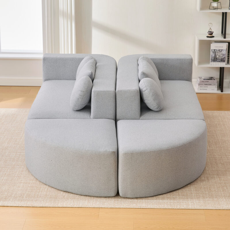 Boneless Couch Modular Sectional Sofa 114.9" Free-combined Sofa Couch Sofa Bed Compression Sofa with Deep Seating and Curved Design for Living Room - Image 3