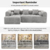 101.2" Sectional Sofa Full-Compressed Sofa Modular Sofa Couch Free-combined Sofa with Deep Seating and Two Side Pockets for Living Room - Image 7