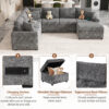 112.2" Sectional Sofa Pull-out Sofa Bed Sleeper with a Storage Ottoman,Three Pillows and Charging Devices for Living Room - Image 4