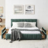 Queen Size Upholstered Bed ,comfortable upholstered bed frame, Chenille fabric, with headboard and solid bed frame. With drawer for storage - Image 21