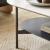 Coffee table ceramic Coffee Table, MDF painting Double Layer Coffee Table for Living Room, white ceramic and Coffee Brown Bottom Shelf - Image 3