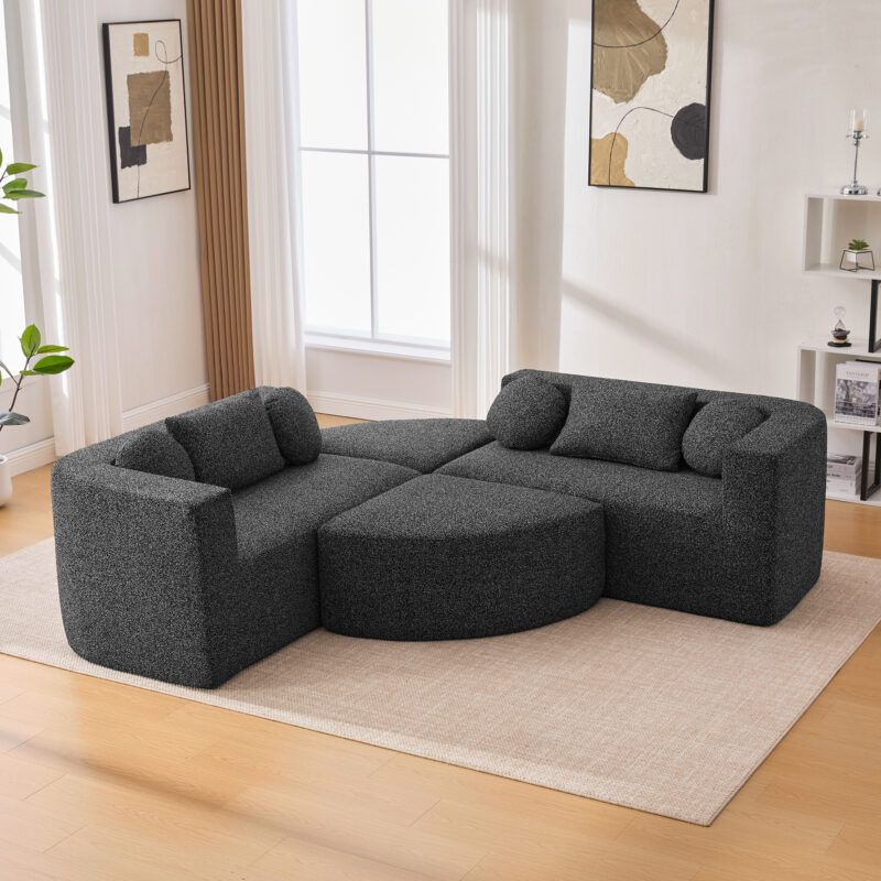 Boneless Couch Modular Sectional Sofa 114.9" Free-combined Sofa Couch Sofa Bed Compression Sofa with Deep Seating and Curved Design for Living Room - Image 12