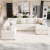 112.2" Sectional Sofa Pull-out Sofa Bed Sleeper with a Storage Ottoman,Three Pillows and Charging Devices for Living Room - Image 7