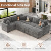 112.2" Sectional Sofa Pull-out Sofa Bed Sleeper with a Storage Ottoman,Three Pillows and Charging Devices for Living Room - Image 5