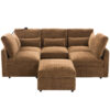 Modern Sectional Sofa Modular Sofa 85.4" U-shaped Sofa Couch Sofa Bed L-shaped Sofa with a Movable Ottoman and Two USB Ports and a Phone Holder for Living Room, Brown - Image 5
