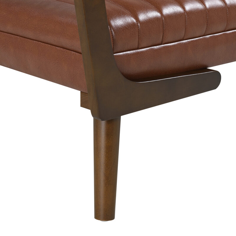 52" Mid Century Bench with Walnut Wood Leg,Channeled Upholstered Footrest Stool for Kitchen, Living Room, Bedroom, Entryway, End of Bed - Image 14