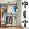 Heavy Duty Garment Rack, Freestanding Closet Organizer, Portable Wardrobe Clothes Rack, Adjustable Wire Shelving Clothes Rack with 8 Adjustable Wire Shelves and 5 Clothes Rails, Black - Image 7
