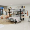 Metal Twin Over Full Bunk Bed with Desk and Shelves - Image 8