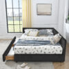 Queen Daybed with Storage Drawers in Black Velvet - Image 6