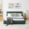 Queen Size Upholstered Bed ,comfortable upholstered bed frame, Chenille fabric, with headboard and solid bed frame. With drawer for storage - Image 20