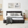 Queen Size Upholstered Bed ,comfortable upholstered bed frame, Chenille fabric, with headboard and solid bed frame. With drawer for storage - Image 14