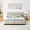 Queen Size Upholstered Bed ,comfortable upholstered bed frame, Chenille fabric, with headboard and solid bed frame. With drawer for storage - Image 7