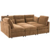 Modern Sectional Sofa Modular Sofa 85.4" U-shaped Sofa Couch Sofa Bed L-shaped Sofa with a Movable Ottoman and Two USB Ports and a Phone Holder for Living Room, Brown - Image 6