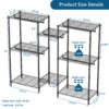 Heavy Duty Garment Rack, Freestanding Closet Organizer, Portable Wardrobe Clothes Rack, Adjustable Wire Shelving Clothes Rack with 8 Adjustable Wire Shelves and 5 Clothes Rails, Black - Image 6