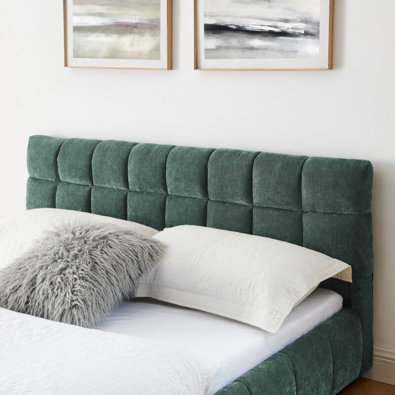 Queen Size Upholstered Bed ,comfortable upholstered bed frame, Chenille fabric, with headboard and solid bed frame. With drawer for storage - Image 19