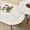 Coffee table ceramic Coffee Table, MDF painting Double Layer Coffee Table for Living Room, white ceramic and Coffee Brown Bottom Shelf - Image 12