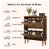 Medieval Modern Independent Shoe Cabinet, 31.5-inch Walnut Shoe Storage Cabinet,, Fence Shoe Cabinet with 2 Flip Drawers, Suitable For Corridors And Entrances - Image 8