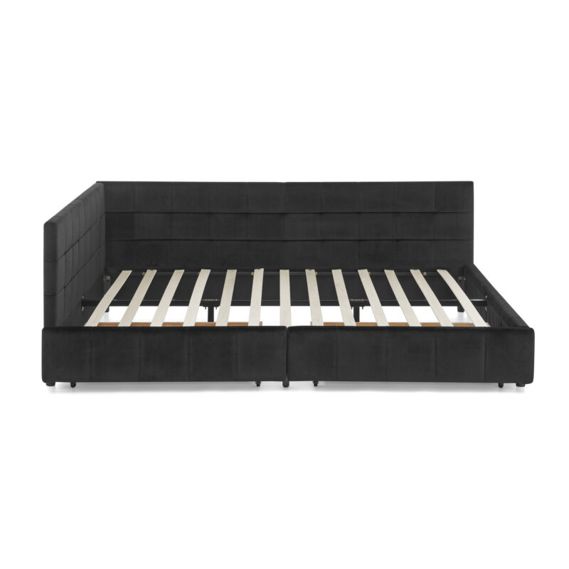 Queen Daybed with Storage Drawers in Black Velvet - Image 11