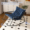 Rocking Chair with Storage, Cushions & Armrests, All-Season Comfort Lounge Recliner, Breathable Ergonomic Lounge Chair for Bedroom, Living Room, Patio, Garden(Blue) - Image 2