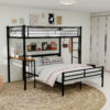 Metal Twin Over Full Bunk Bed with Desk and Shelves - Image 5