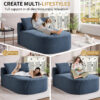 67.5''Chaise Lounge Chair 46'' Wide Seat Indoor Corduroy Oversized Sleeper Sofa for Living Room Deep Seat Lounge and Two Soft Pillows Convertible Boneless Sofa Bed, Green,No Assembly Required - Image 7