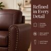 59" Classic Living Room Sofa Loveseat Faux Leather Couch,Rolled Arm Sofa with Nails,Solid Wood Legs,Upholstered Breathable PU Leather Brown - Image 14