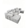 Modern Gray Velvet U-Shaped Velvet Sectional Sofa - 3-Piece Living Room Set with Chaise Lounge & Cup Holders - 145.7"/370cm Extra Large Modular Sofa for Home Theater, Family Room, Luxury Living Space - Image 10