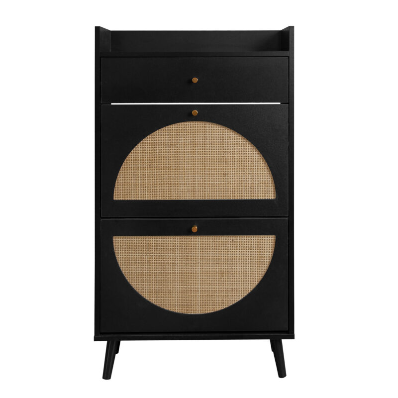 Rattan, Allen 2 door 1 drawer cabinet, shoe rack, double layer, suitable for entrance - Image 4