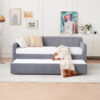 Twin Upholstered Daybed Frame with Trundle, Twin Size Sofa Bed for Bedroom Living Room Guest Room, Wood Slat Support - Image 11
