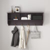 White Entryway Wall Mounted Coat Rack with 4 Dual Hooks Living Room Wooden Storage Shelf - Image 12