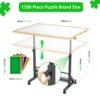 Wooden 1500 Piece Puzzle Table with Drawer, 35"*27.17" Adjustable Puzzle Table, 360° Tilting Puzzle Table with Legs and Wheels, Adjustable Height and Angle, with Protective Cover - Image 4