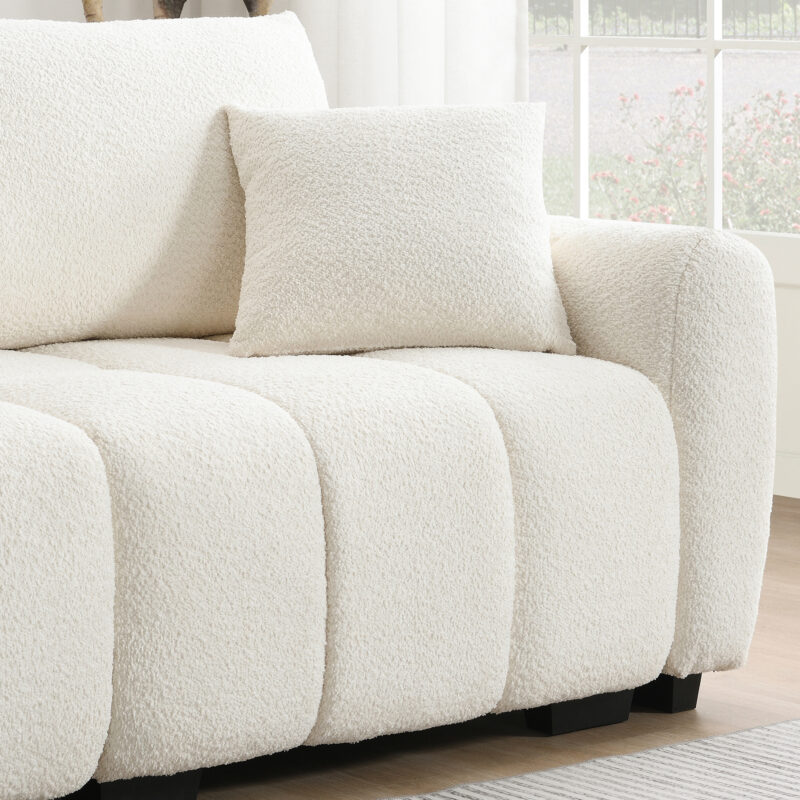 110" Modular Sectional Sofa, L Shape with Extra-large Seat, Pull-line Design, Movable Ottoman, High Density Foam, Free Combination, Sturdy Metal&Wood Frame, Boucle Fabric, 3 Colors - Image 15