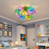 Colorful Glass Bubble Ball Swirled Glass Chandelier 15 Inch 3 Light, Small Pendant Light Fixture for Bedroom Study Restaurant - Image 4