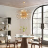 29" Mid-Century Modern 12-Light Starburst Chandelier – Gold Sputnik Pendant Light Fixture for Living Room, Dining Room, or Foyer (Bulb Not Included) - Image 8