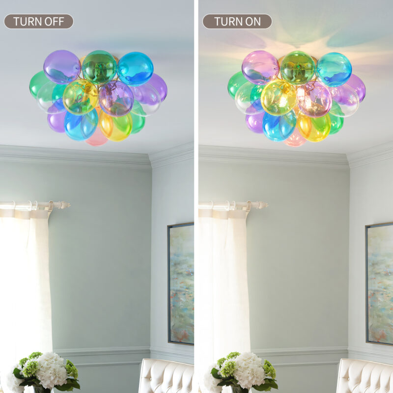 Colorful Glass Bubble Ball Swirled Glass Chandelier 15 Inch 3 Light, Small Pendant Light Fixture for Bedroom Study Restaurant - Image 5