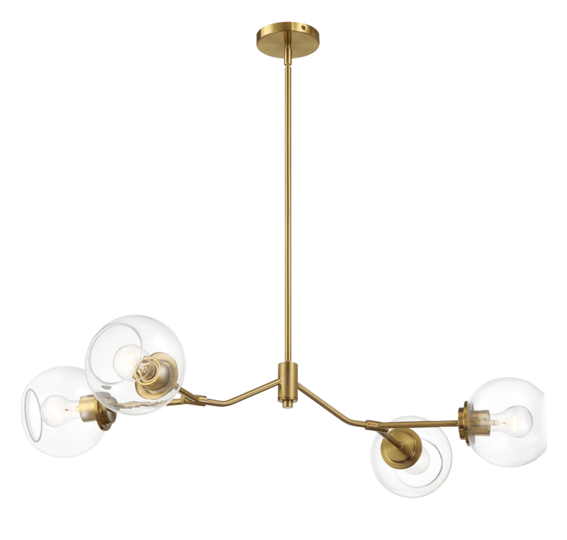 Jewel Four Lights Modern Farmhouse Chandelier Ceiling Hanging Light Fixture For Kitchen Island Dining Room 36"L × 20"W × 7.25"H with Clear Glass - Image 6