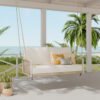 TREXM 1-Piece Woven Rope Outdoor Swing Sofa with Soft Cushions Seating 2 for Patio, Courtyard and Balcony (Beige) - Image 2