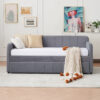 Twin Upholstered Daybed Frame with Trundle, Twin Size Sofa Bed for Bedroom Living Room Guest Room, Wood Slat Support - Image 10