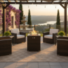 22" Propane Gas Fire Pit Table, 50000 BTU Square Steel Fire Pit with Beautiful Wicker Base for Outside Patio Deck Garden Backyard-Dark Brown - Image 2