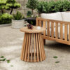 Outdoor Acacia Wood Patio Side Table, Round Coffee Table for Backyard, Lawn, Balcony,Grey Finish - Image 4