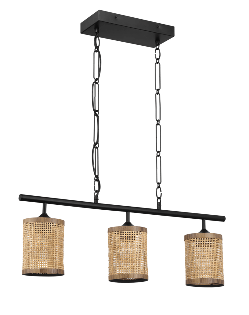 Elysian Three Lights Island With Natural Rattan Shade Farmhouse Chain Ceiling Lamp - Image 7