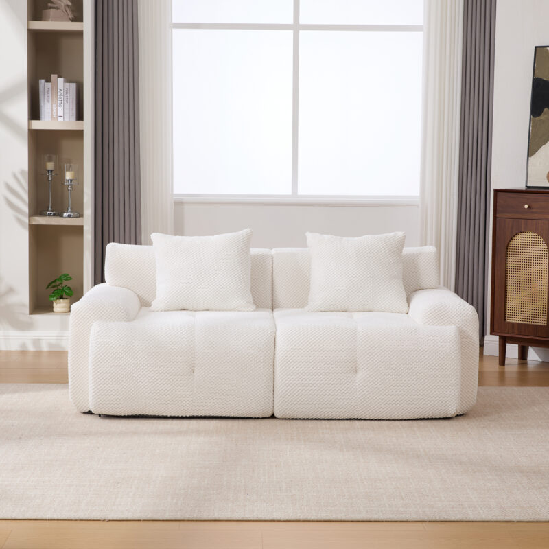 73" Modern Modular Sectional Sofa Loveseat, 2 Seater Tufted Comfy Cloud Tufted Floor Convertible Couch with 2 Pillows, Boneless Conversion Sofa for Living Room,Office, Apartment,Guestroom - Image 13