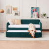 Twin Upholstered Daybed Frame with Trundle, Twin Size Sofa Bed for Bedroom Living Room Guest Room, Wood Slat Support - Image 3