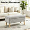 32 inch Wide Olive Beige Corduroy Storage Ottoman Bench with Wooden Legs, Flip-Top Storage Box, Soft Upholstered End of Bed Bench, Footrest & Shoe Bench for Bedroom, Living Room, Entryway - Image 7