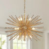 29" Mid-Century Modern 12-Light Starburst Chandelier – Gold Sputnik Pendant Light Fixture for Living Room, Dining Room, or Foyer (Bulb Not Included) - Image 5