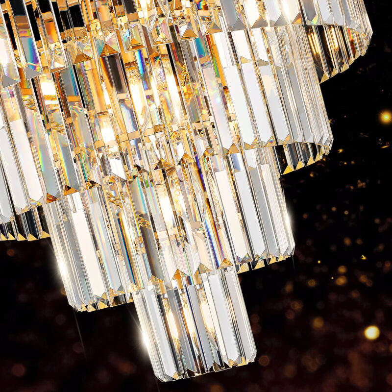 Golden Luxury Crystal Chandelier Modern Chandeliers Lights Fixture Hanging Pendant Light Fixture for Dining Room Bedroom Living Room Dia 23.6 Inch-Gold - Image 11