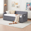 Twin Upholstered Daybed Frame with Trundle, Twin Size Sofa Bed for Bedroom Living Room Guest Room, Wood Slat Support - Image 9