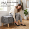 32 inch Wide Olive Beige Corduroy Storage Ottoman Bench with Wooden Legs, Flip-Top Storage Box, Soft Upholstered End of Bed Bench, Footrest & Shoe Bench for Bedroom, Living Room, Entryway - Image 20