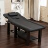 Spa Salon Massage Table with Bottom Storage, Adjustable Backrest (0-15°) & Detachable Headrest, High-Resiliency Waterproof Cushion, Heavy-Duty Steel Frame with Corner Protectors, 330 lbs Capacity – Bl