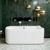 KORRA 61 Inch Acrylic Whirlpool Massage Bathtub for 2 Person 16 Water Jets LED Lights Heater for Jacuzzi Spa Massage 
